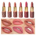 Confezione da 6 rossetti nude opachi, a lunga tenuta, facili da applicare, alta pigmentazione, non lasciano macchie sulle tazze, set trucco per labbra, ideale come regalo.