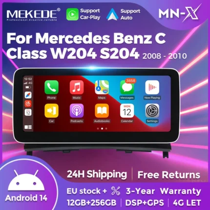MEKEDE 12.5 pollici Android 14 Wireless Carpaly Auto Radio per Mercedes Benz Classe C W204 S204 2008-2010 GPS DSP Lettore multimediale