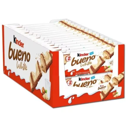 Kinder Bueno Bianco, Confezione da 30 unità, Kinder Maxi Barrette al Cioccolato Bianco - 40 barrette di cioccolato