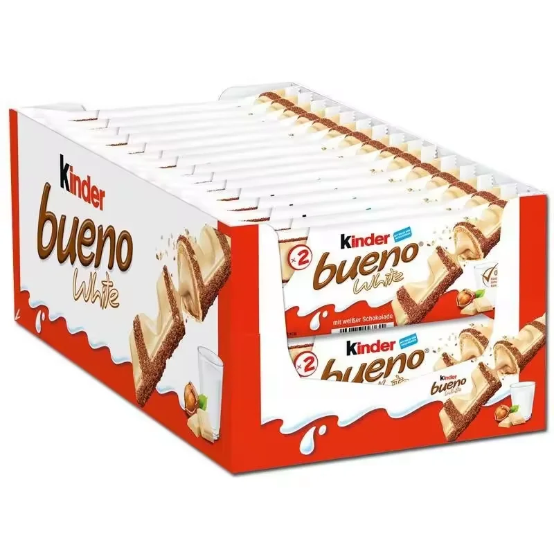 Kinder Bueno Bianco, Confezione da 30 unità, Kinder Maxi Barrette al Cioccolato Bianco - 40 barrette di cioccolato