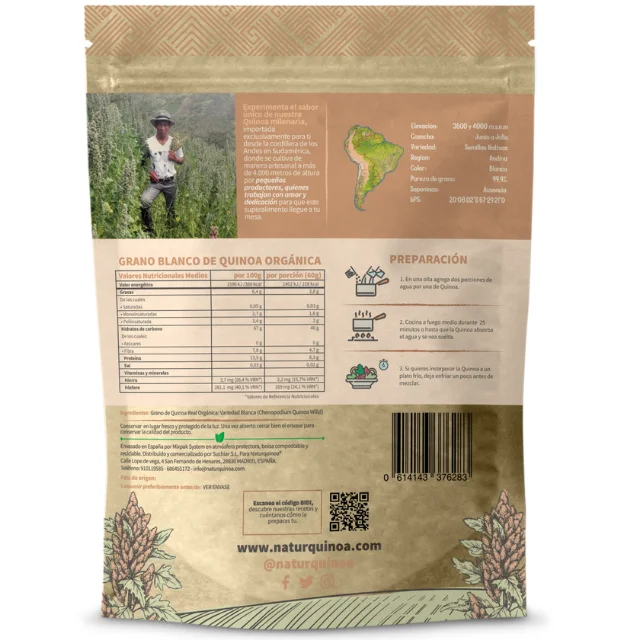 Naturquinoa Premium Organic White Real Quinoa - Alimenti Flexivegetarian, Vegetariani e Vegani