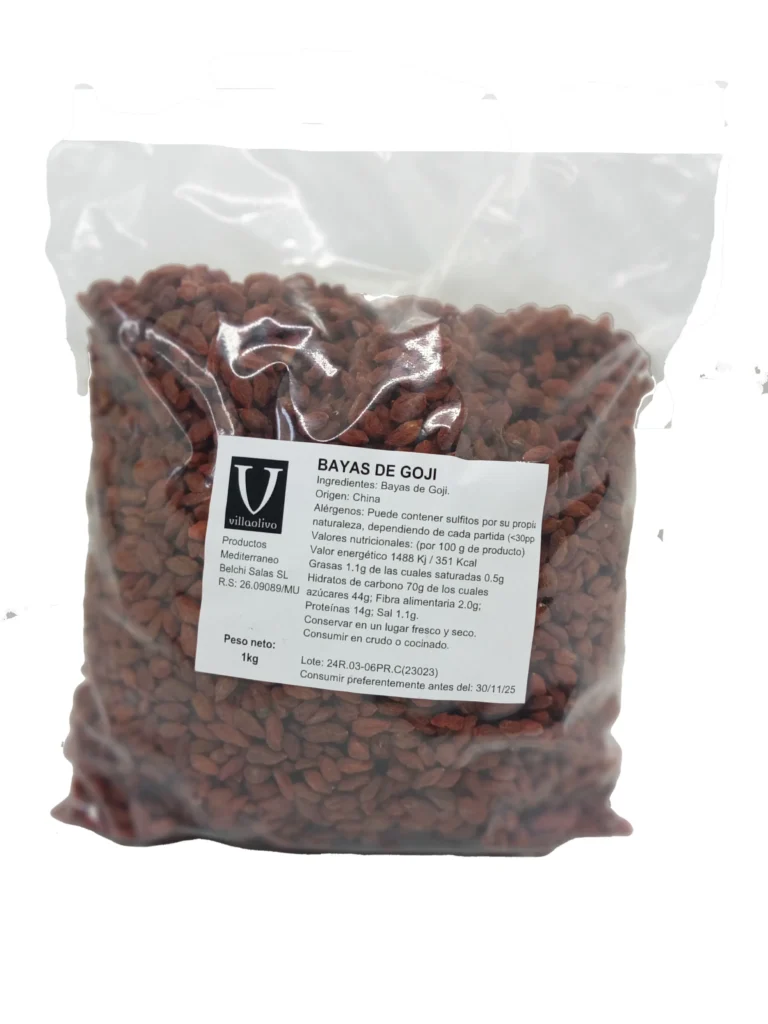 Bacche di Goji disidratate Villaolivo da 1 kg – Superalimento dal sapore dolce e leggero e gourmet per snack e ricette salutari