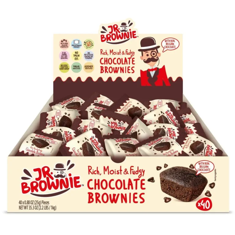 JR. BROWNIE CHOCOLATE BELGA UNA SCATOLA DA 40 UNITÀ x 25 g. EDIZIONE MR BROWNIE RICCA, UMIDO E FUDGY