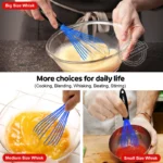 Walfos 3 pezzi Silicone acciaio inossidabile filo frusta ciotola da cucina frusta per antiaderente schiuma per uova agitatore attrezzo da cucina