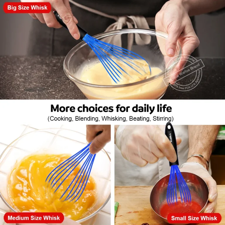 Walfos 3 pezzi Silicone acciaio inossidabile filo frusta ciotola da cucina frusta per antiaderente schiuma per uova agitatore attrezzo da cucina