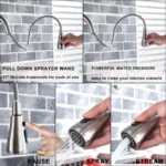 Rubinetto da cucina per purificazione dell'acqua Nero 360 ° Rubinetti dell'acqua con filtro rotante Spruzzatore estraibile Rubinetto miscelatore acqua calda fredda a 3 vie - Image 3