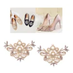 1 paio di scarpe eleganti da donna con perle di strass, ciondoli per scarpe a fiori, scarpe da sposa con tacco alto, ornamenti, gioielli
