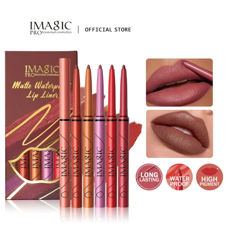 Set di matite per labbra IMAGIC 6 colori/set Forma scolpita Liner preciso senza peso con texture sfumabile Trucco rossetto morbido opaco