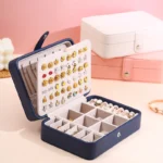 Scatola portaoggetti per gioielli Borsa da viaggio portatile per gioielli Orecchini Custodia per collane per donne Organizzatore di anelli Vetrina in pelle PU