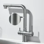 Rubinetto per lavello da cucina filtrato estraibile Spray Rubinetto per filtro dell'acqua con rotazione a 360 Doppio spruzzatore Rubinetto per acqua potabile Miscelatore per lavello - Image 6