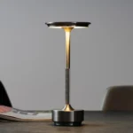 Lampada da tavolo touch in alluminio, lampada da scrivania a LED dimmerabile a 3 temperature di colore, lampada da comodino in metallo ricaricabile senza fili per l'home office