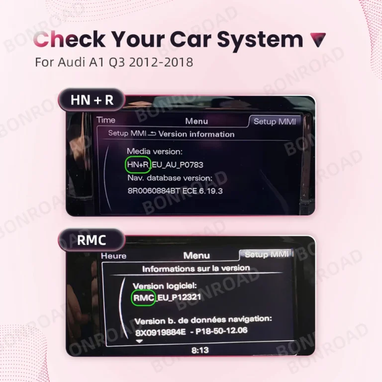 Adattatore di interfaccia automatica Android BONROAD Wireless CarPlay per Audi A1 Q3 2013-2018 RMC HNR con collegamento specchio AirPlay