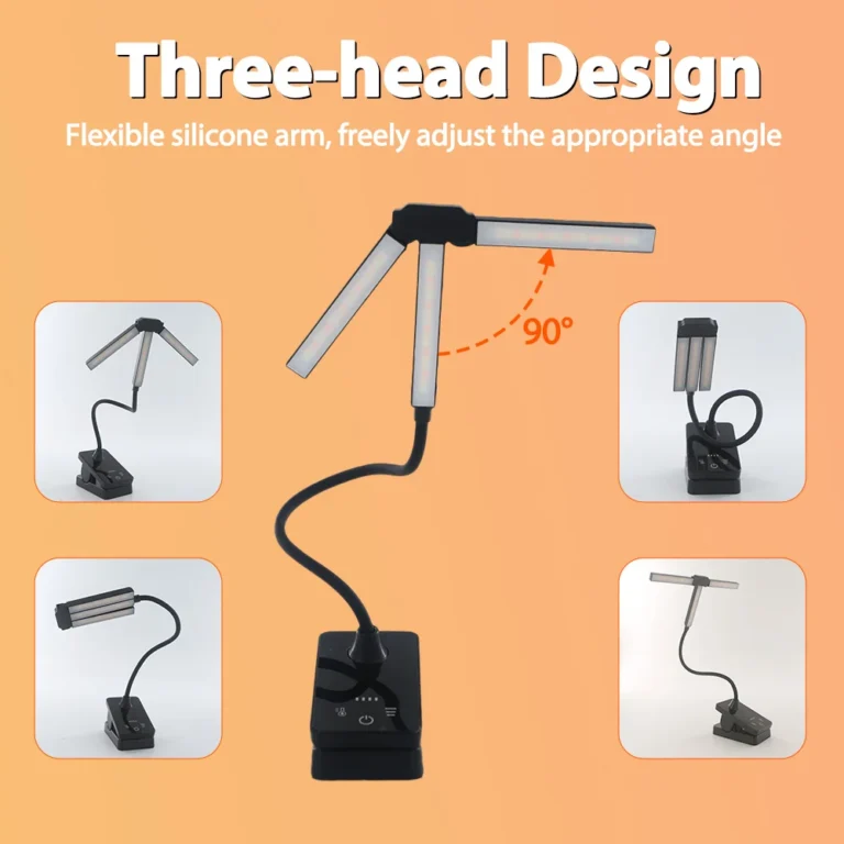 Lampada da lettura per libri con clip a 51 LED per la cura degli occhi 4 modalità colori Luminosità regolabile Luci da scrivania rotanti flessibili Luce notturna per camera da letto