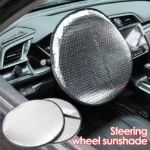 Car Steering Wheel Anti-Heat Sun Shade Cover Sunscreen Insulation Cover Foldable Sun-proof Anti-UV Protect Parasol Shield