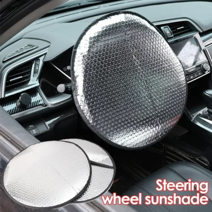 Car Steering Wheel Anti-Heat Sun Shade Cover Sunscreen Insulation Cover Foldable Sun-proof Anti-UV Protect Parasol Shield