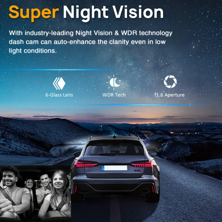 Dash Cam doppia fotocamera WIFI 1080P per auto, anteriore e interna, telecamera per auto con visione notturna IR, registrazione in loop, DVR per auto grandangolare