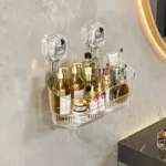 Scatola portaoggetti con ventosa per bagno senza trapano, potente portaoggetti con ventosa, portaoggetti con ventosa ondulata, mensola per doccia