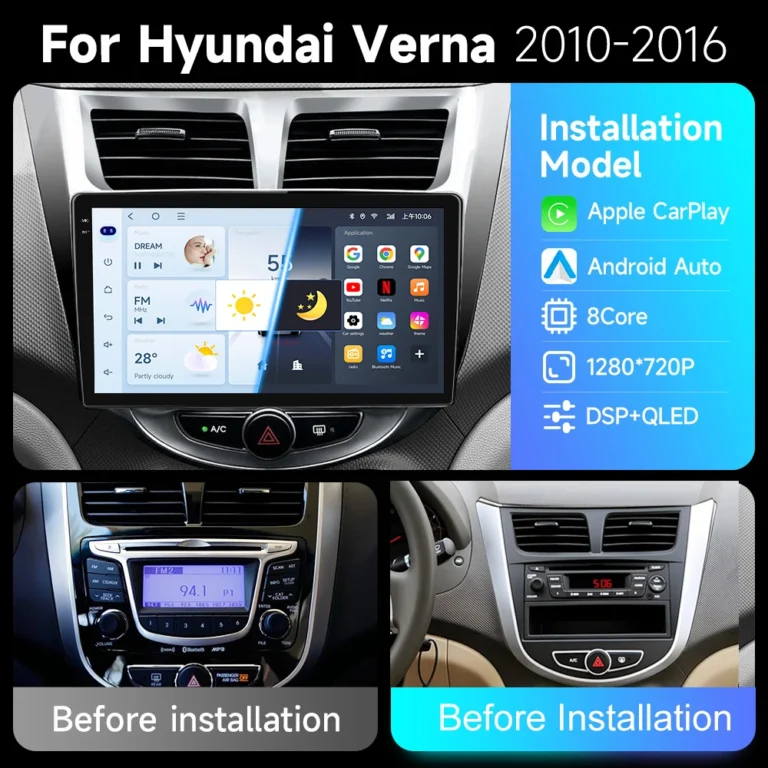 Autoradio JIUYIN 9 pollici Android 15 per Hyundai Accent Verna Solaris 2010-2016, lettore multimediale video, Carplay, 4G, WIFI, GPS, unità principale