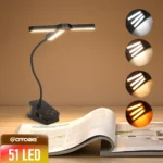 Lampada da lettura per libri con clip a 51 LED per la cura degli occhi 4 modalità colori Luminosità regolabile Luci da scrivania rotanti flessibili Luce notturna per camera da letto