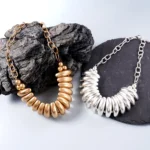 Collana con bavaglino grosso in oro con dettagli a catena a maglie ovali audace, gioielli di dichiarazione alla moda, regalo per le donne, San Valentino, Birt