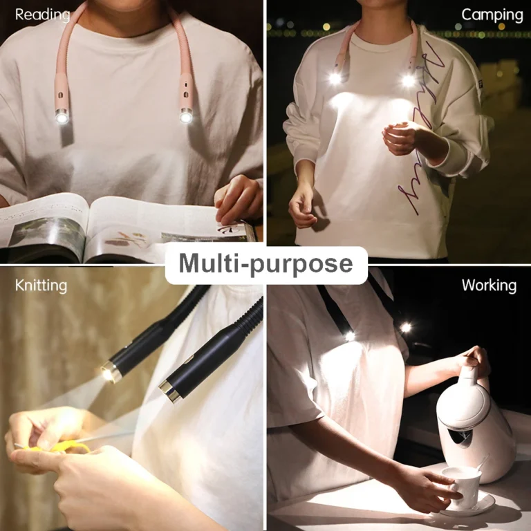 Lampada da lettura per il collo, Lampada da libro, Lampada ricaricabile a lunga durata, Luce da libro perfetta per leggere a letto, lavorare a maglia, campeggio,
