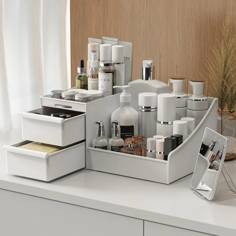 Scatola portaprofumi da uomo con cassetti - Portaoggetti per cosmetici, adatta per la cura della pelle, profumi e articoli da toeletta
