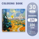 Libro da colorare Van Gogh - Libro da colorare per adulti da 30 fogli, 100 g/m8,3 x 8,3 pollici, libro da disegno, regalo di compleanno, regalo per feste