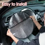 Car Steering Wheel Anti-Heat Sun Shade Cover Sunscreen Insulation Cover Foldable Sun-proof Anti-UV Protect Parasol Shield - Image 3