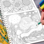 Libro da colorare Van Gogh - Libro da colorare per adulti da 30 fogli, 100 g/m8,3 x 8,3 pollici, libro da disegno, regalo di compleanno, regalo per feste