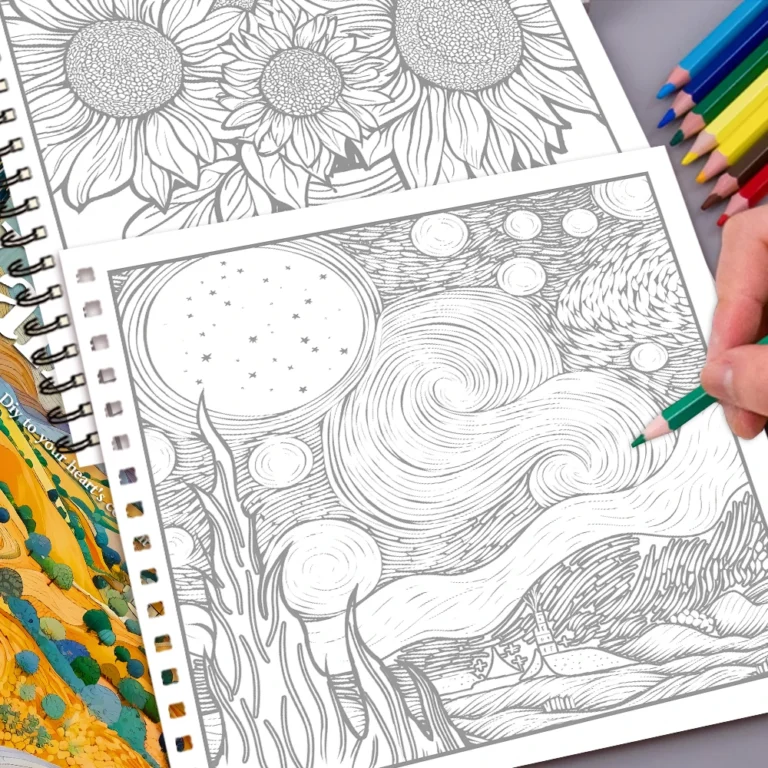 Libro da colorare Van Gogh - Libro da colorare per adulti da 30 fogli, 100 g/m8,3 x 8,3 pollici, libro da disegno, regalo di compleanno, regalo per feste