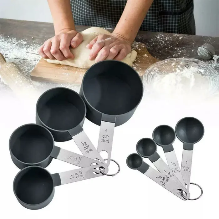 Set di misurini e cucchiai in acciaio inossidabile da 8 pezzi con manico Utensili da cucina con scala accurata per cuocere ingredienti di cottura