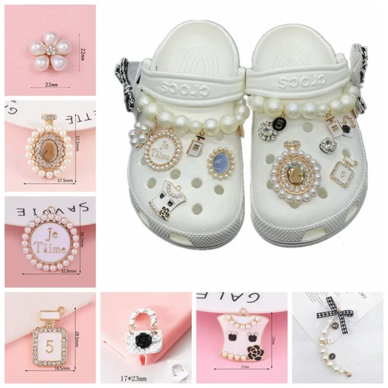 Scarpe con foro Gioielli creativi Ciondoli per scarpe Decorazione Ragazza Bracciale di perle Bottiglia di profumo Scarpe Fiore Fibbia Accessori per scarpe
