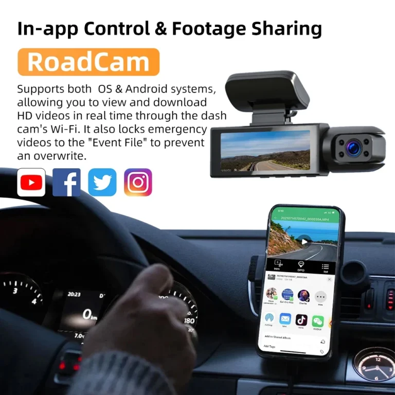 Dash Cam doppia fotocamera WIFI 1080P per auto, anteriore e interna, telecamera per auto con visione notturna IR, registrazione in loop, DVR per auto grandangolare