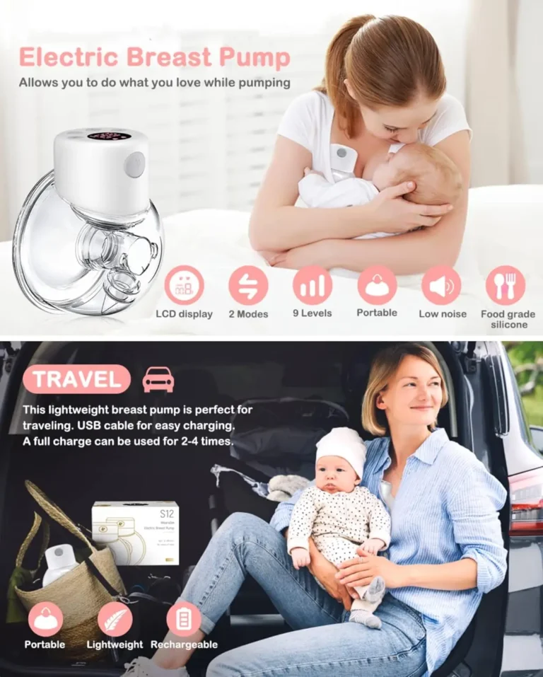 BornBL S12 Tiralatte Elettrico Doppio/Semplice, Estrattore di Latte Mamma Poratable a Mani Libere, Tiralatte Slient per Il Bambino