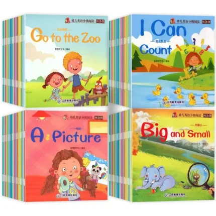 60 libri/set Libro illustrato per l'apprendimento precoce dell'inglese dei bambini Libro di fiabe di lettura classificato Illuminazione Fiaba cognitiva Storia della buonanotte