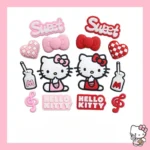 Girly Hello Kitty Accessori per scarpe per zoccoli Simpatici ciondoli per scarpe alla moda fai da te Cuore Fiocco e note musicali Sandali Accessori Regali