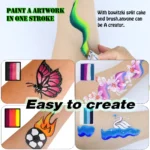 Bowitzki Face Paint 12x10g Kit Professionale di Colori per il Corpo per Adulti, Stencil One Stroke Split Cake Rainbow Makeup - Image 3