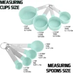 Set di misurini e cucchiai in acciaio inossidabile da 8 pezzi con manico Utensili da cucina con scala accurata per cuocere ingredienti di cottura - Image 4