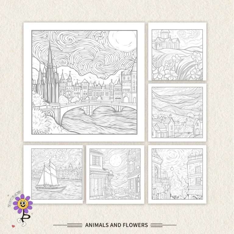Libro da colorare Van Gogh - Libro da colorare per adulti da 30 fogli, 100 g/m8,3 x 8,3 pollici, libro da disegno, regalo di compleanno, regalo per feste