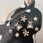 10 pz Orso di Lusso Catena di Perle Scarpe Staccabili Decorazione Pendenti E Ciondoli Spilli Adatto Per Sandali Zoccoli Bogg Borsa Idea Regalo Per Le Ragazze