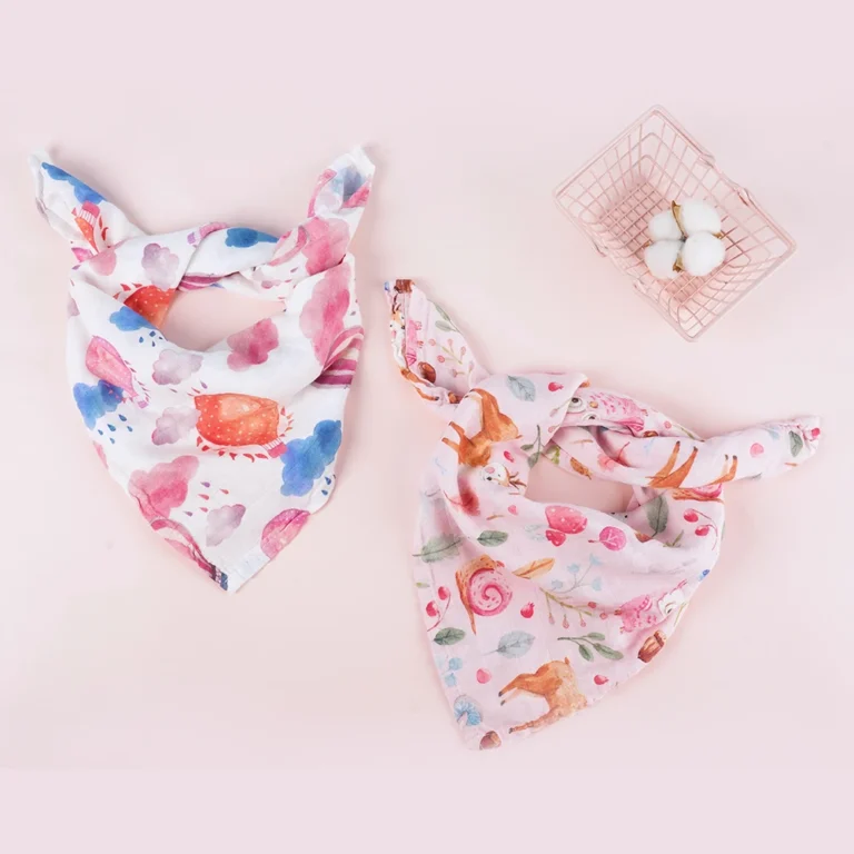 Elinfant Bavaglino in mussola di cotone di bambù Panno per ruttino 5 pezzi Set regalo 100% cotone 60 * 60 cm 2 strati Sciarpa per bambini Fazzoletto