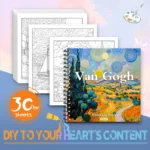 Libro da colorare Van Gogh - Libro da colorare per adulti da 30 fogli, 100 g/m8,3 x 8,3 pollici, libro da disegno, regalo di compleanno, regalo per feste