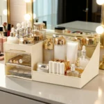 Organizer per trucchi con cassetti, portaoggetti per cosmetici per cassettiera e piano di lavoro del bagno, porta bellezza per pennello per rossetto
