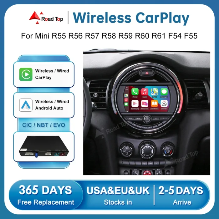 RoadTop Wireless CarPlay Android Auto per Mini R55 R56 R57 R58 R60 R61 F54 F55 F56 Clubman Countryman Cooper John Cooper Funziona