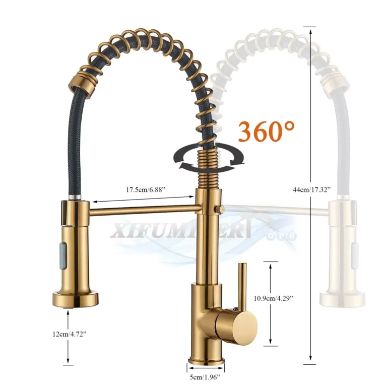 Rubinetto per lavello da cucina in oro spazzolato Rubinetto per acqua calda e fredda con una maniglia Gru da cucina per bagno montata su piano