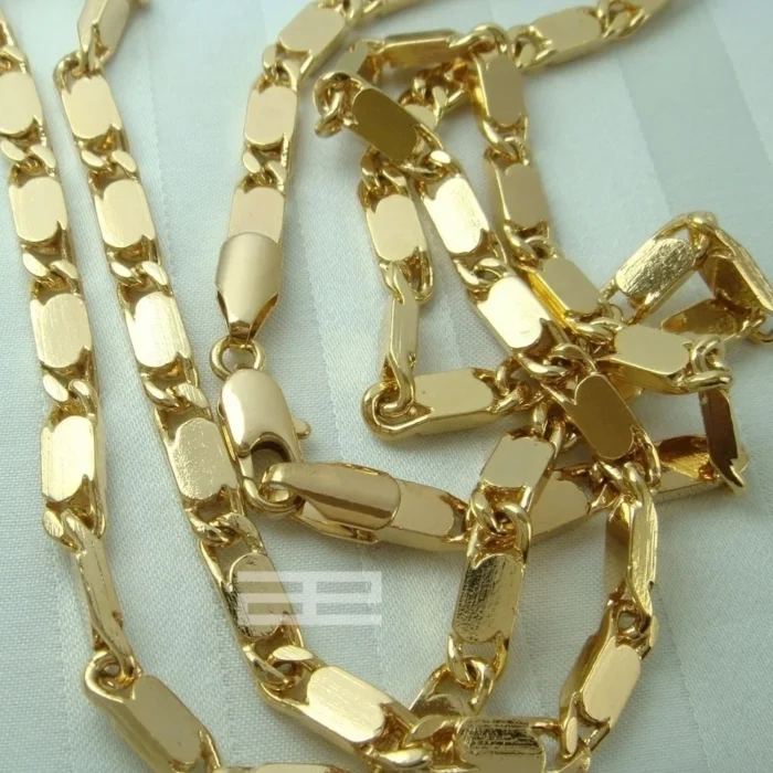 Collana a catena cubana lunga 50-70 cm placcata in oro nuovo stile N45