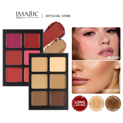IMAGIC Scatola di carta a 12 colori Piatto per fard e piastra per correttore Crema multicolore Contorno e tavolozza di evidenziatori Trucco Blush Viso