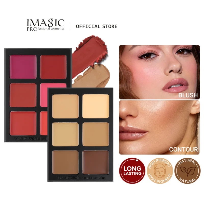 IMAGIC Scatola di carta a 12 colori Piatto per fard e piastra per correttore Crema multicolore Contorno e tavolozza di evidenziatori Trucco Blush Viso