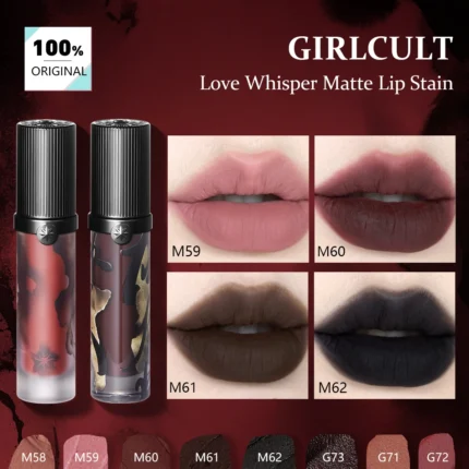 Girlcult Love Whisper Matte Lip Stain, Texture Velluto Opaca, Leggero Non Essiccazione, Finitura Opaca Soft-Focus, Looks Trucco Edgy, Regalo