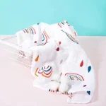 Elinfant Bavaglino in mussola di cotone di bambù Panno per ruttino 5 pezzi Set regalo 100% cotone 60 * 60 cm 2 strati Sciarpa per bambini Fazzoletto